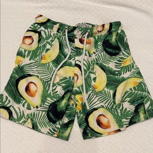 Mott50 Avocado and Leaf Print Kids Swim Trunks